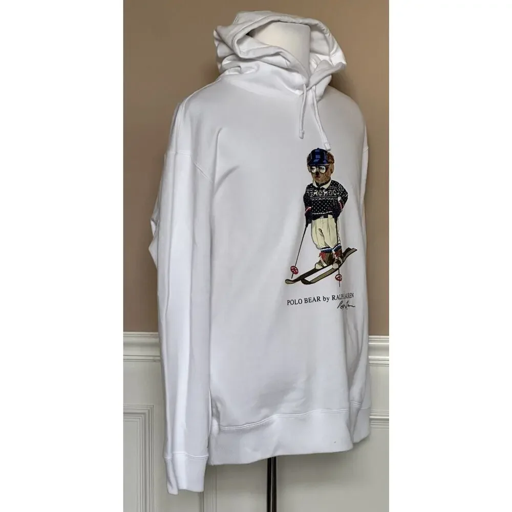 NWT $188 Polo Ralph Lauren Long Sleeve Bear Sweatshirt with Hoodie White 3XB/3TG
